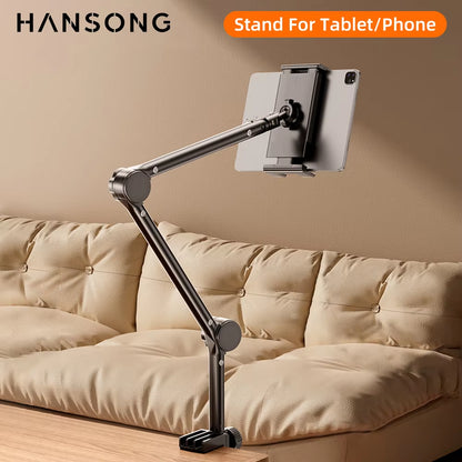 Tablet Holder Ipad Desk Stand with 360° Adjustable Foldable Metal Arm Tablet Bracket for Phone Tablet or Other 4~13In Devices