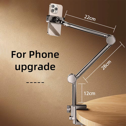 Tablet Holder Ipad Desk Stand with 360° Adjustable Foldable Metal Arm Tablet Bracket for Phone Tablet or Other 4~13In Devices